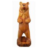 Carved Wood Stump Bear Statue, 36"T