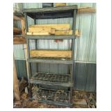 Plastic Five-Shelf Storage Unit with Wood Pieces