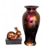 Painted Ceramic Vase & Bunny