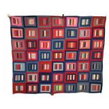 Patchwork Quilt 96"x80", Red & Blue Colors