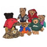 Six L.L.Bean and Ducks Unlimited Plush Bears