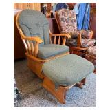 Wood Glider Chair w/ Matching Ottoman, 23x28x37