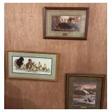 Framed Wildlife Art Prints, Set of Three