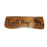 Eagle Bay Wooden Sign with Moose, 20" x 7"