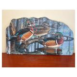 Hand Painted Wood Ducks on Slate by Cynthia Fisher