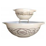 Pyrex Golden Scroll Bowl Chip-n-Dip Set w/ Stand