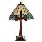 Slag Glass Table Lamp, Metal Base, 19"T