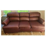 Brown Leather Three-Seat Sofa