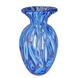 Blue Hand-Blown Art Glass Vase, 8.5"T