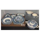 Currier & Ives Royal China Blue Dinnerware Set