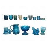 Blue Pattern Glass Toothpick Holders & More