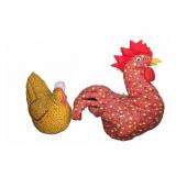 Pair Fabric Rooster and Hen