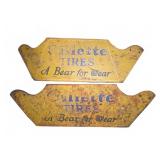 Pair Gillette Tires Metal Advertising Signs