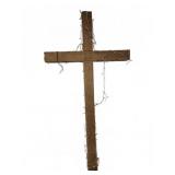 Large Wooden Cross with String Lights