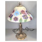 Table Lamp With Floral Painted Glass Shade