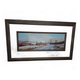 Gerald Schwartz 1975 Winter Farm Landscape Oil
