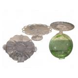 4 Vintage Glass and Depression Glass Plates