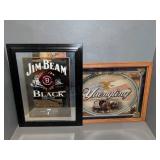Jim Beam Black and Yuengling Framed Signs Pair