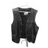 IDM Black Leather Vest Size 44 Made in Mexico
