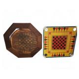 Two Wooden Multi-Game Boards Including Carrom