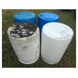 Four 55 Gallon Plastic Barrels