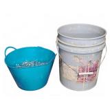 Two Buckets of Construction Nails Assorted Types