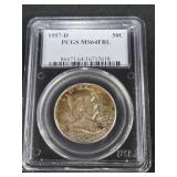 1957-D Franklin Half Dollar PCGS MS64FBL