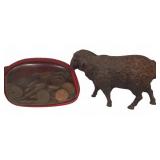 Cast Iron Sheep Bank With Coin Purse