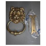Brass Lion Head Door Knocker With Mount Plate