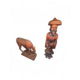 2 Wood Carved Statues