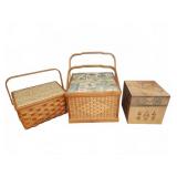 Two  Sewing Baskets and Decorative Box