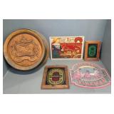 Vintage Beer And Motorcycle Plaques And Signs Lot