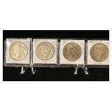 (4) Peace Silver Dollars