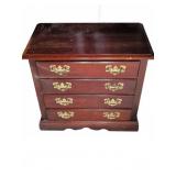 Small Wooden 4-Drawer Chest with Brass Pulls