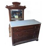 Marble-Top Dresser With Mirror