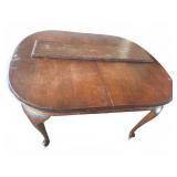 Oval Wood Extension Dining Table with Casters