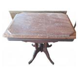 Marble Top Wooden Pedestal Side Table