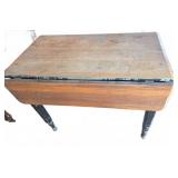 Wooden Drop-Leaf Table with Black Legs
