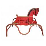 Red Metal and Wood Spring Rocking Horse