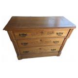 Wooden Chest with Carved Floral Drawers