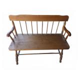 Wooden Spindle Back Bench With Arms