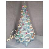 Ceramic Lighted Christmas Tree With Colored Bulbs