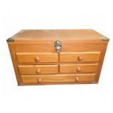 Wooden Tool Box With Misc Tools And Trinkets
