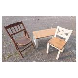 Two Kids Wooden Chairs & Bench