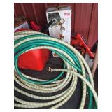 Yard Tools Lot: Hose, Gas Cans, Sprayer, Trimmer,