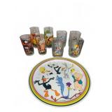 Looney Tunes Plate And Cartoon Character Glasses
