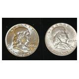 1950 and 1958D Franklin Half Dollars