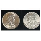 1951 and 1959D Franklin Half Dollars