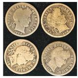 (4) Barber Silver Dimes