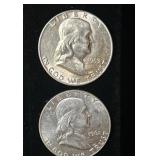 1953D and 1961D Franklin Half Dollars